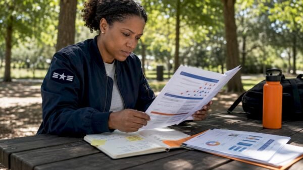 Veteran reviewing SkillBridge program paperwork