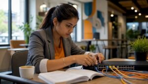 IT trainee hands-on configuring network switch