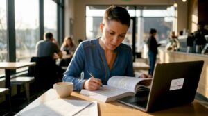 Veteran reviewing IT certification materials
