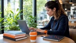 Cybersecurity trainee working hands-on at home desk