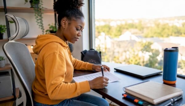 Person reviewing cybersecurity training checklist