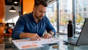 Veteran reviewing TAP career planning documents