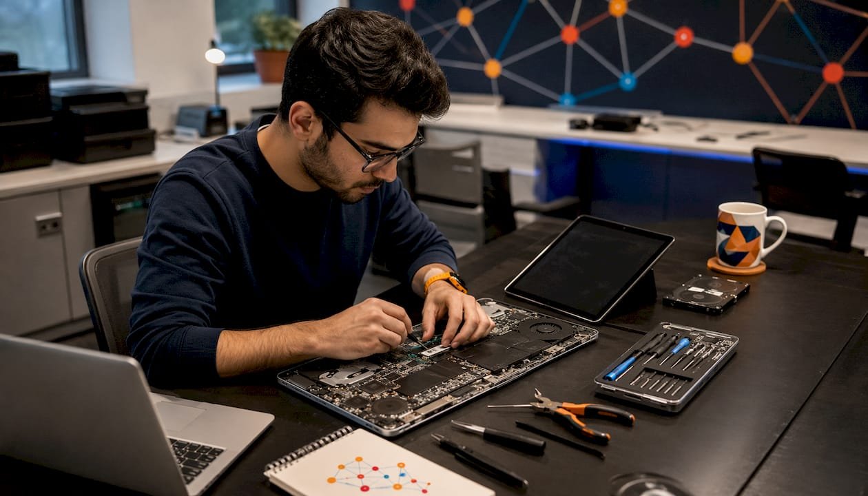 Malware analyst examining ransomware components