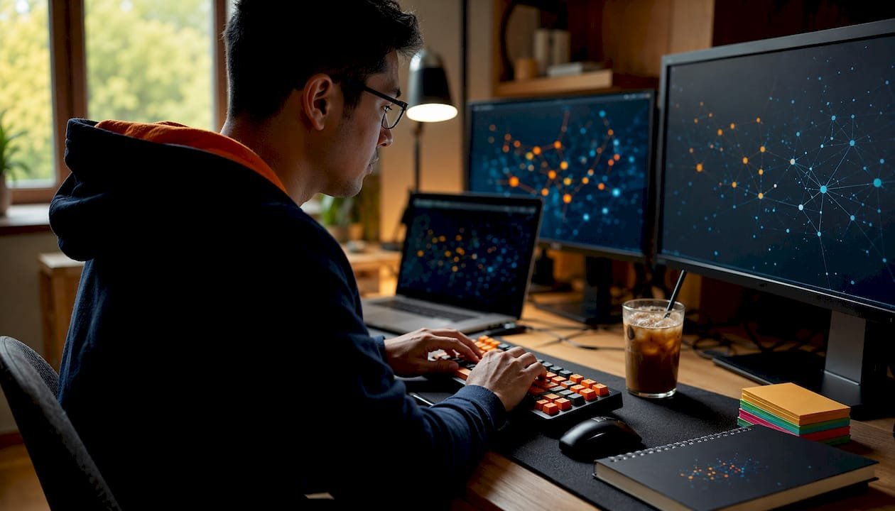 Hands configuring pentesting lab setup