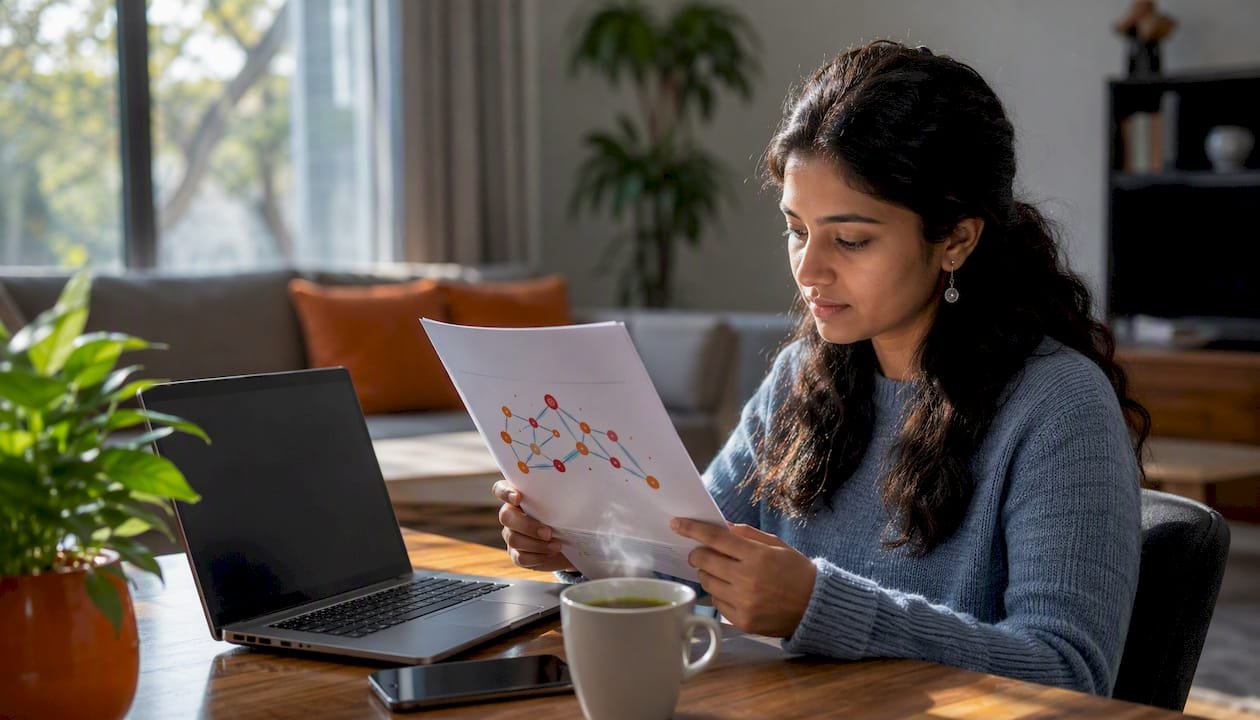 Woman reviewing NICE Workforce Framework document