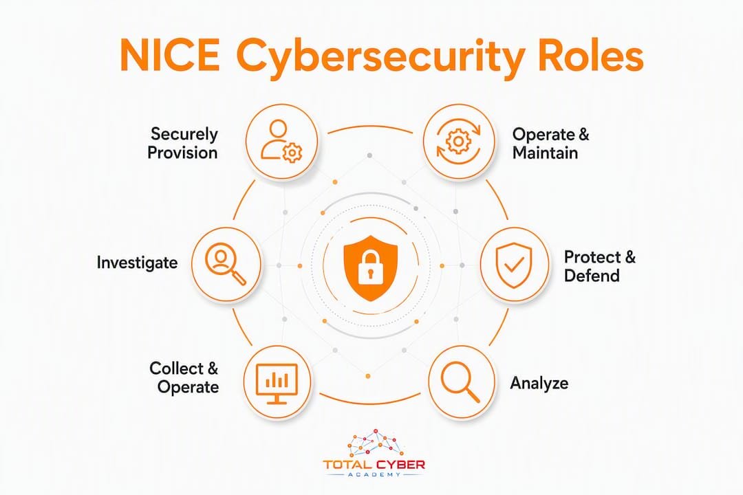 Infographic illustrating NICE cybersecurity workforce categories