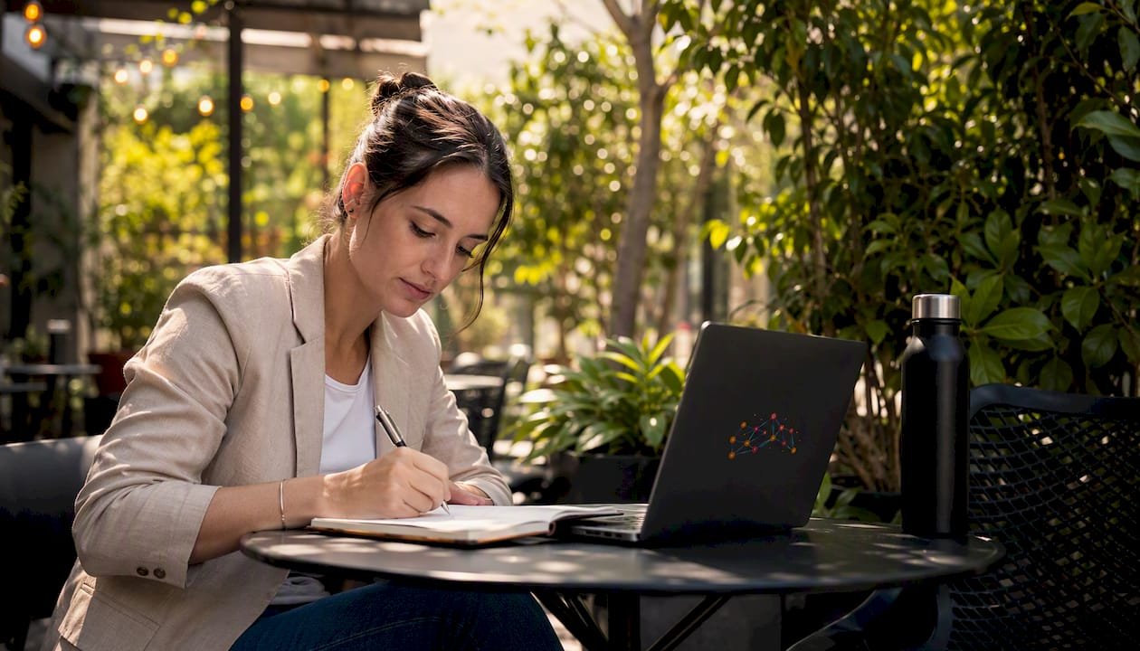Veteran defining networking goals in coworking space