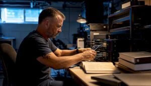Veteran wiring network cables in home lab