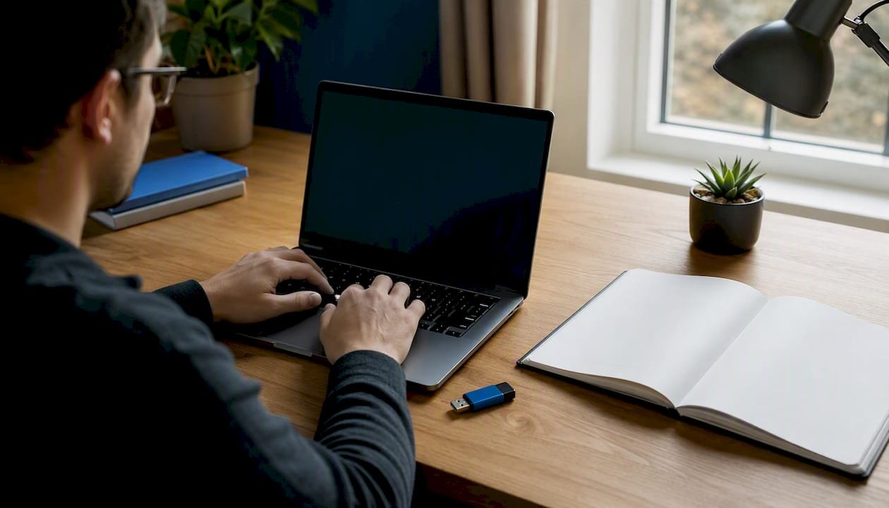 Hands running file hash integrity script