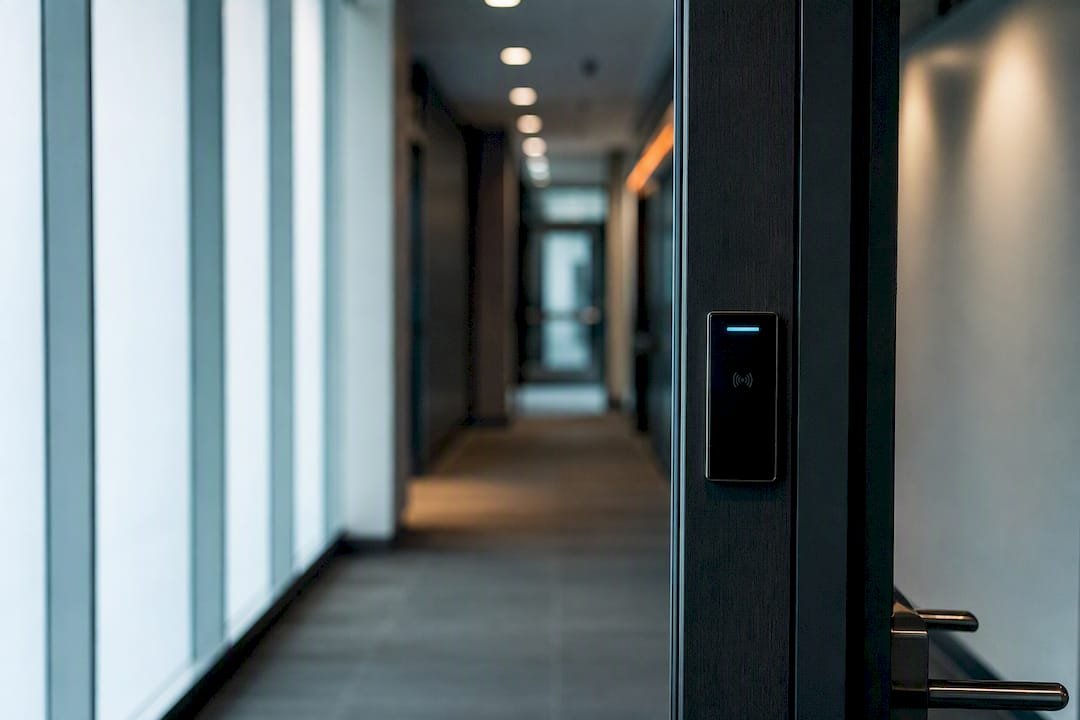 Secure government facility entrance door