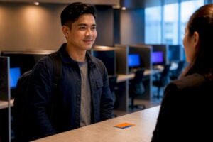 Candidate preparing for cybersecurity certification exam