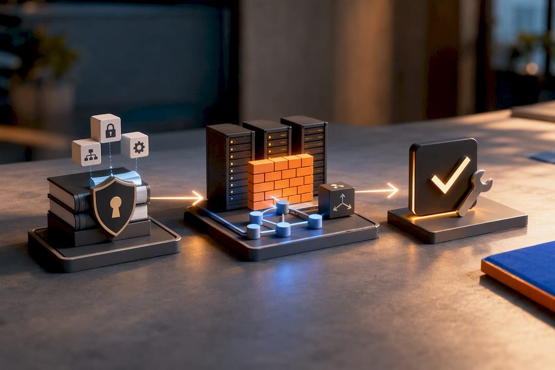 Illustration of cybersecurity skills practice flow