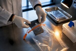 Examiner sealing digital evidence bag