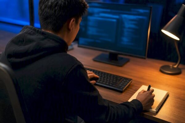 Learner testing a cybersecurity lab application