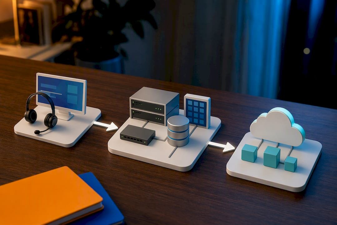 Illustrated path from help desk to cloud