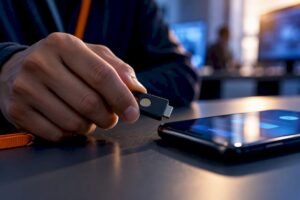 Trainee activating a hardware security token