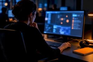 Analyst investigating simulated security event