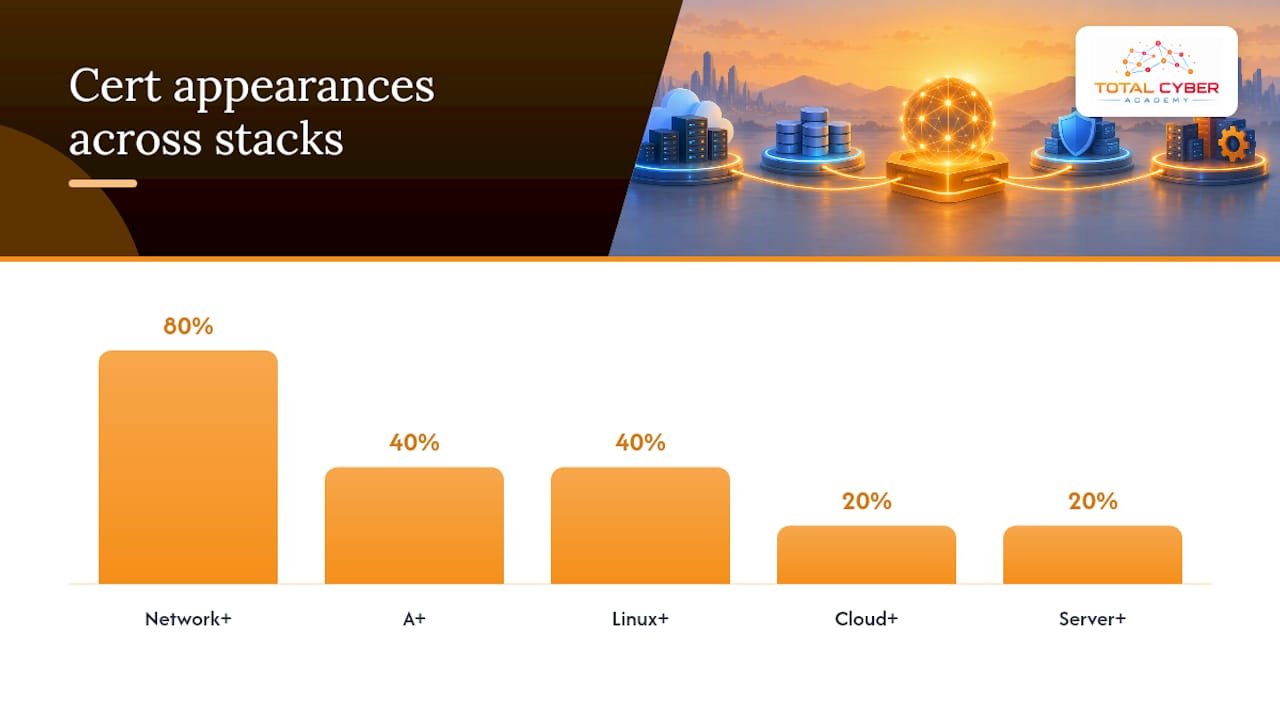 CompTIA infrastructure stack pathways from Network+