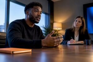Candidate answering cybersecurity interview question