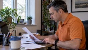 Cybersecurity professional reviewing salary figures