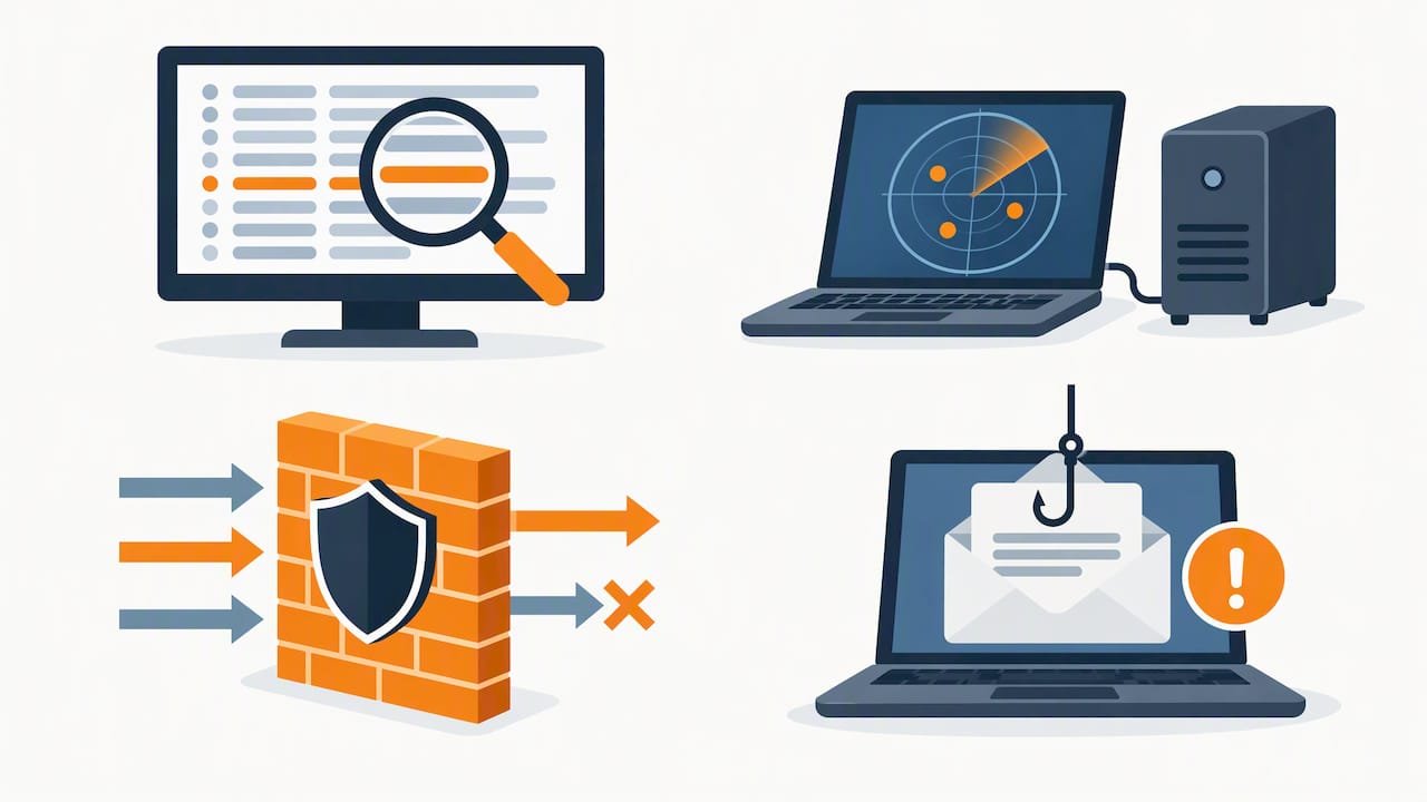 Four Security Operations practice exercises illustrated